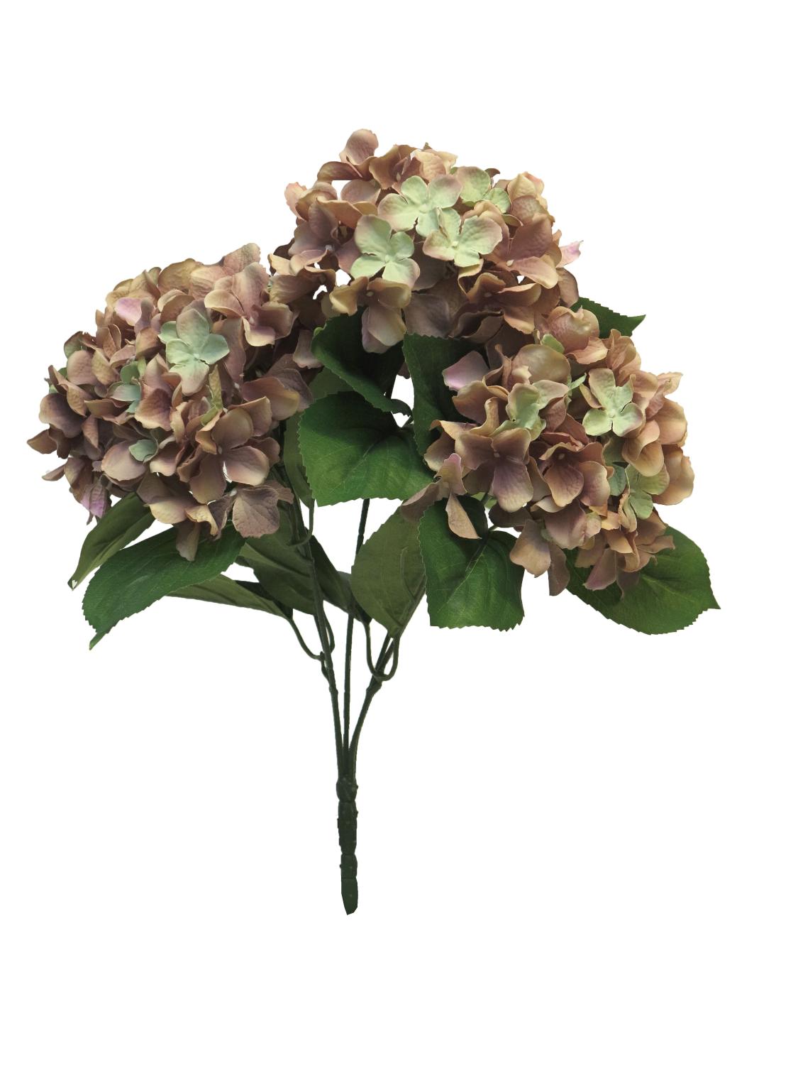 braun-grün, LINJIA 45cm Hortensie Künstliche Steckstab, Blume auf