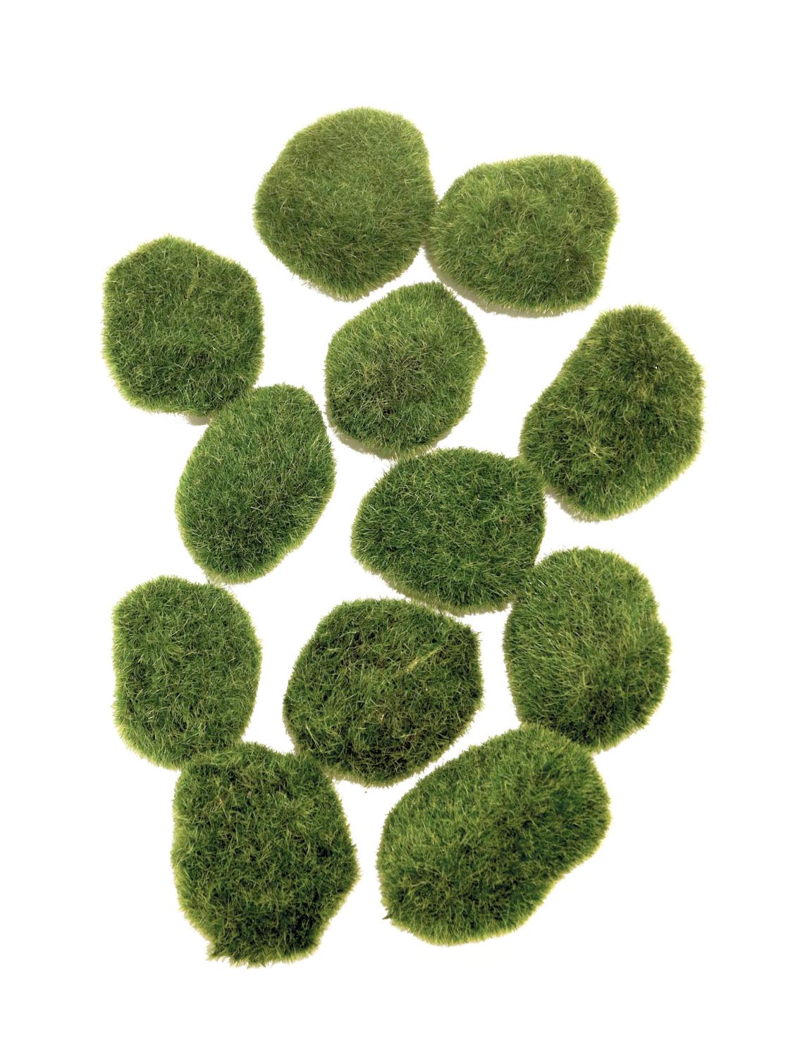 Steine LILUDA, 12 Moos Stück, Künstliche grün, 9cm