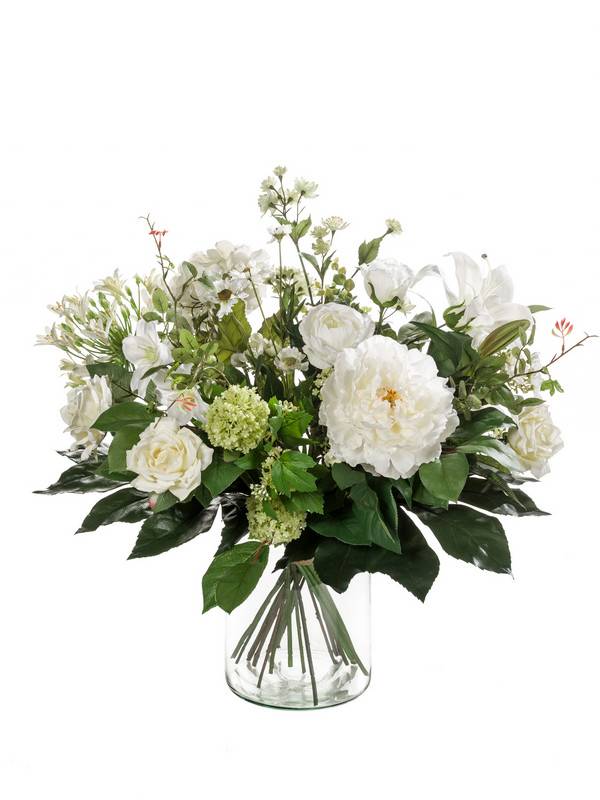 Kunst Blumenstrauß FEME weiß-grün 60cm Ø40cm