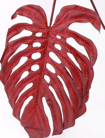 Kunst Philodendron Deliciosa Blatt BENY, rot, 120cm
