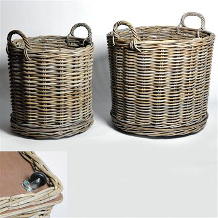 Korb Übertopf DASTY, 2 Stück, auf Rollen, beige, 55cm, 50cm