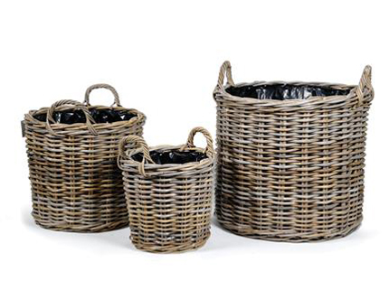 Korb Übertopf DASTY, 3 Stück, beige, 65cm, 50cm, 35cm