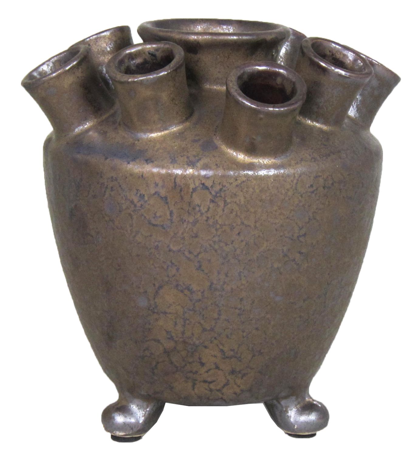 Originelle Vase aus Keramik OISIN mit 9 Öffnungen, bronze, 16cm, Ø14cm