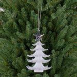 Tannenbaum Hänger RION mit Stern, Acryl, Glitzer, weiß-silber, 12cm, Ø9cm