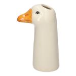 Stielblumenvase Gans DUFFY aus Keramik, weiß-orange, 15,5x10,5x29,3cm