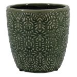 Keramik Blumentopf JAIRO mit Muster, olivgrün, 10cm, Ø11cm