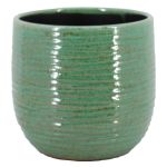 Keramik Pflanztopf ISOLAS mit Rillen, grün, 19cm, Ø21cm