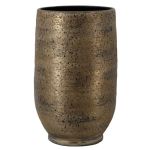 Keramik Pflanzvase YELAN mit Maserung, braun-gold, 40cm, Ø26cm