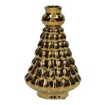 Dekoflasche Tannenbaum BRIXON, Punkte Muster, Keramik, gold-metallic, 15,5cm, Ø9,8cm