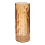Blumenvase Glas YAINAL mit Muster, orange-klar, 30cm, Ø12cm
