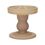 Kerzenhalter Stumpenkerze KLEOFINA aus Glas, mit Fuß, beige-matt, 8,5cm, Ø8,5cm