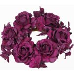 Künstlicher Kerzenkranz INGA, Rose, Hortensie, violett, Ø15cm