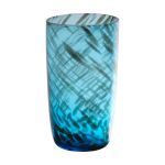 Dekovase MARICAR aus Glas, mit Muster, blau-gold-klar, 14,5cm, Ø8cm