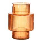 Dekovase MADDILYN, Glas, Rillen, orange, 20cm, Ø15cm