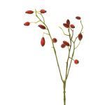 Kunstzweig Heckenrose XINGRUI mit Hagebutten, rot, 45cm