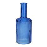 Flaschenvase GINTA aus Glas, mit Rillen, blau-klar, 20,5cm, Ø8,2cm