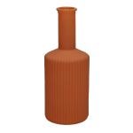 Flaschenvase GINTA aus Glas, mit Rillen, braun-matt, 20,5cm, Ø8,2cm