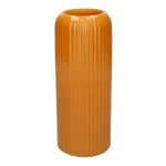Tischvase ALBURGIS mit Rillen, Glas, ocker-glänzend, 25cm, Ø10cm