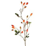 Heckenrosen Deko Zweig ZERBST mit Hagebutten, orange-rot, 80cm