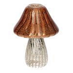 Kerzenständer MIROBELLO in Pilzform, mit Rillen, Glas, braun-silber-metallic, 13cm, Ø10cm