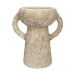 Tischvase FRIEDERIEKE aus Keramik, mit Henkel, creme, 20cm, Ø13cm