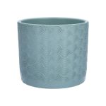 Keramiktopf FERDINANTA mit Muster, hellblau-matt, 12,3cm, Ø13,5cm