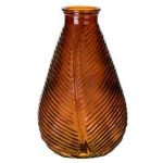 Glasflasche NELLOMIO mit Blattstruktur, braun-klar, 23cm, Ø14cm