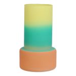 Dekovase NULAILA, Glas, gelb-türkis-aprikose-matt, 17cm, Ø10cm