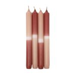Dip Dye Tafelkerzen LISSITA, 4 Stück, lachs-altrosa, 25cm, Ø2,3cm, 11h