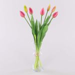 Künstlicher Tulpenstrauß LONA, rosa-pink-grün, 45cm, Ø20cm