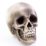 Halloween Dekoration Totenkopf MATTY, beige-grau, LEDs, 21x15x16cm