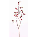 Künstlicher Kartoffel-Rosen Zweig GERDA mit Hagebutten, rot, 110cm