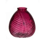 Glasflasche NELLOMIO mit Blattstruktur, pink-klar, 13cm, Ø12cm
