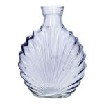 Flache Glas Flasche RACHELLE in Muschel-Optik, lavendel-klar, 12,8x5,6x16,8cm