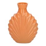 Flache Glas Flasche RACHELLE in Muschel-Optik, pfirsich-milchglas, 12,8x5,6x16,8cm