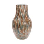 Bauchige Glas Blumenvase RUSSELL, Leopardenmuster, gold-braun-blau-klar, 26cm, Ø18cm