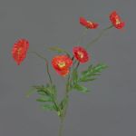 Textil Zweig Mohnblume KEIRA, rot-orange, 65cm, Ø5-6cm