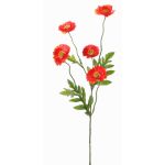 Textil Zweig Mohnblume KEIRA, rot-orange, 65cm, Ø5-6cm