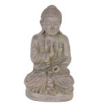 Graue Deko Buddhafigur SHANTA, sitzend meditierend, 45cm