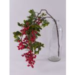 Plastik Apfelrosen Zweig WARUNA mit Hagebutten, rot, 85cm
