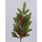 Deko Zweig VARDALIA, Tanne, Beeren, Zapfen, rot-grün, 75cm
