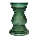 Glasvase ELEONORE mit Rillen, recycelt, grün-klar, 20cm, Ø12,5cm