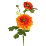 Künstlicher Zweig Ranunkel SAGARA, orange-grün, 45cm, Ø5-9cm