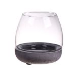 Glas Windlicht TONDA, Betonuntersetzer, klar, 10,5cm, Ø10cm