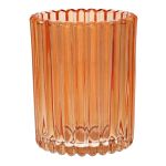 Kerzenhalter ELISABELLE aus Glas, mit Rillen, pfirsich, 10cm, Ø7,8cm