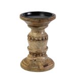 Kerzenständer BRANTLEY aus Mangoholz, braun, 15cm, Ø10cm