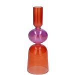 Kerzenhalter ADDISSON aus Glas, für Stabkerzen, orange-lila-klar, 18cm, Ø6cm
