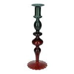 Kerzenhalter CHANANJA aus Glas, für Stabkerzen, grün-braun-klar, 27,4cm, Ø9,2cm
