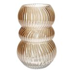 Tischvase ORLUNE aus Glas, mit Rillen, amber-irisierend, 24cm, Ø15,7cm