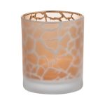 Teelichtglas SENGA, Giraffenmuster, matt-gold, 10cm, Ø9cm